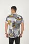 Men's Short Sleeve Relax Fit Comfortable Cut Lapel Collar Digital Printed Patterned Viscose Yellow Shirt - 5