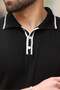 Black Buttoned Polo Neck Knitwear Men's T-Shirt E7408 - 3