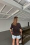 Modern Fit Crop Tshirt Brown - 4