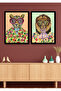 2 Pieces Modern Lion and Tiger Wall Decor Painting Set for Salon Living Bedroom Kitchen
