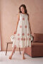 Embroidered Ruffled Loose Woven Dress - 5