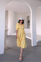 Women's Belted Square Neck Floral Midi Length Dress Nbks4104 - 3