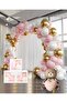 Chrome Gold, Macaron Pink and White Balloon Themed 1 Year Old Set; One Box Pink Heart Teddy Bear Foil and Balloon - 2
