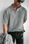 Men's polo collar regular fit knitwear t-shirt gray