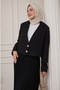 Black Suit with Two Button Jacket and Pleated Skirt - 2