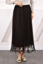 Brown Pleated Elastic Waist Skirt - 2