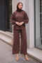 Brown Slit Tunic Trousers Suit - 3