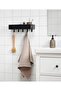 High Quality Bathroom Wall Shelf 40 x 12.5 x 11.2 cm Steel Bathroom Shelf 5 Hooks Black
