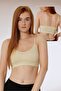 Sports Bustier with Rope Straps, Half Tank Bra, Beige Bustier