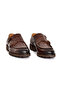 Genuine Leather Crocodile Patterned Brown Classic Men's Shoes with Eva Sole and Double Buckle Detail - 1202 - 2