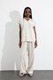 Natural Shirt Collar Blouse Pants Set - 5