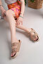 Beige Women's Comfortable Sole Double Buckle Summer Slippers