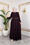 Collar and Waist Embroidery Detailed Ferace - Plum / F0143 - 4