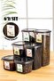 6-Piece Peggy Square Food Storage Container with Colorful Labels 2x (0.55 Liters, 1.2 Liters, 1.75 Liters) Anthracite