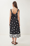 Floral Midi Poplin Dress Black White Lns0049 - 5