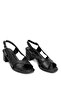 Elit Koc15-06 Women's Genuine Leather Heeled Sandals Black