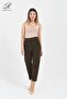 Women's Khaki High Waist Fabric Pants - 2