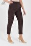 Women's Brown High Waist Fabric Trousers - 5