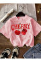 Cherries Printed Crew Neck Short Sleeve Unisex T-Shirt (Single)