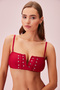 Bianca V Neck Beaded Bandeu Bikini Top