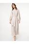 Embroidered Satin Dress Cream - 2