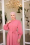 Women's Hijab Covered Buttoned Belted Dress - 4
