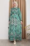 Shadow Pattern Green Viscose Dress - 5