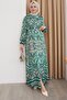 Shadow Pattern Green Viscose Dress - 4