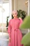 Women's Hijab Covered Buttoned Belted Dress - 5