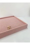 Domestic Production Suede Fabric Pink Color Submerged Drawer Ring Table - 3