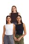 Boat Neck 3-Pack Sleeveless Ball-Black White Brown