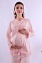 Cotton Maternity Pajama Set with Hidden Breastfeeding Feature – Elastic Waistband – Pink