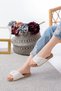 Women's Buckle Detailed Straw House Slippers Outdoor Slippers - 6