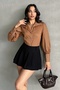Women's Foil Striped Balloon Sleeve Shirt