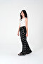 Girl's White Suspender T-Shirt and Palm Pattern Black Pants Set - 4