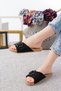 Women's Buckle Detailed Straw House Slippers Outdoor Slippers - 5