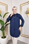 Gathered Front Ankle Elastic Tunic - Navy Blue / Ü104 - 7