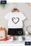 Children's Butterfly Heart Custom Printed Crew Neck T-Shirt - Shorts Set