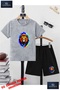 Children's Painted Lion Custom Printed Crew Neck T-Shirt - Shorts Set