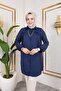 Gathered Front Ankle Elastic Tunic - Navy Blue / Ü104 - 6