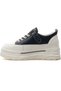 Women's 25Y363 Black and White Velcro Orthopedic Thick Platform Sole Sneaker Daily Walking Sports Shoes - 3