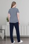 Striped Large Size Short Sleeve Lycra Women's Pajama Set 75% Cotton 20% Viscose 5% Lycra - 3