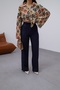 Women's Navy Blue Linen High Waist Wide Leg Waist Lace up Palazzo Summer Pants - 6