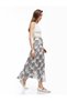 Viscose Fabric Cotton Lined Floral Patterned Midi Flared Skirt with Tie Waist - 2