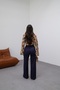 Women's Navy Blue Linen High Waist Wide Leg Waist Lace up Palazzo Summer Pants - 7