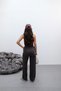 Women's Smoked 2-Thread High Waist Drawstring Waist Striped Wide Leg Seasonal Sweatpants - 8