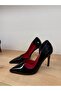 Black Patent Leather Side-Open Classic Heeled Shoes - Stiletto Sole Red - 2
