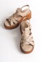 Genuine Leather Beige Padding Sole Platform Orthopedic Women's Sandals Tmd 2025221 - 2