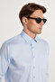Men's Regular Fit Classic Cut 100% Cotton Satin Single Pocket Blue Shirt