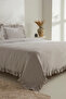 Pure Ruffle 100% Cotton Double Duvet Cover Set Light Gray - 5